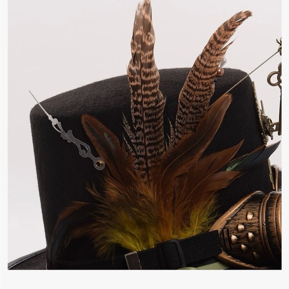 Unisex Steampunk Top Hat with Goggles - Picture 3 of 4